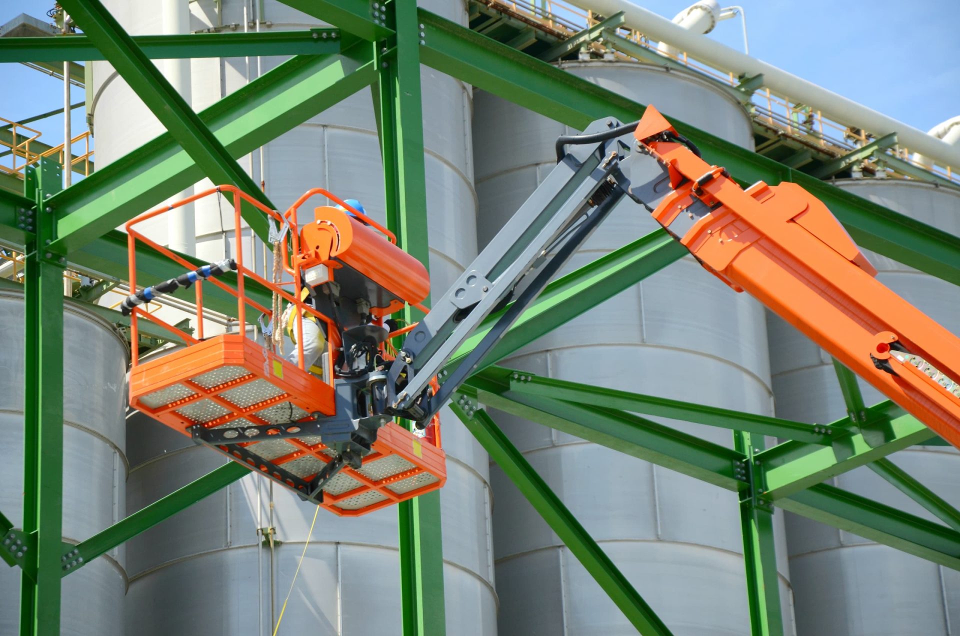 Articulated Boom Lift in Construction Site