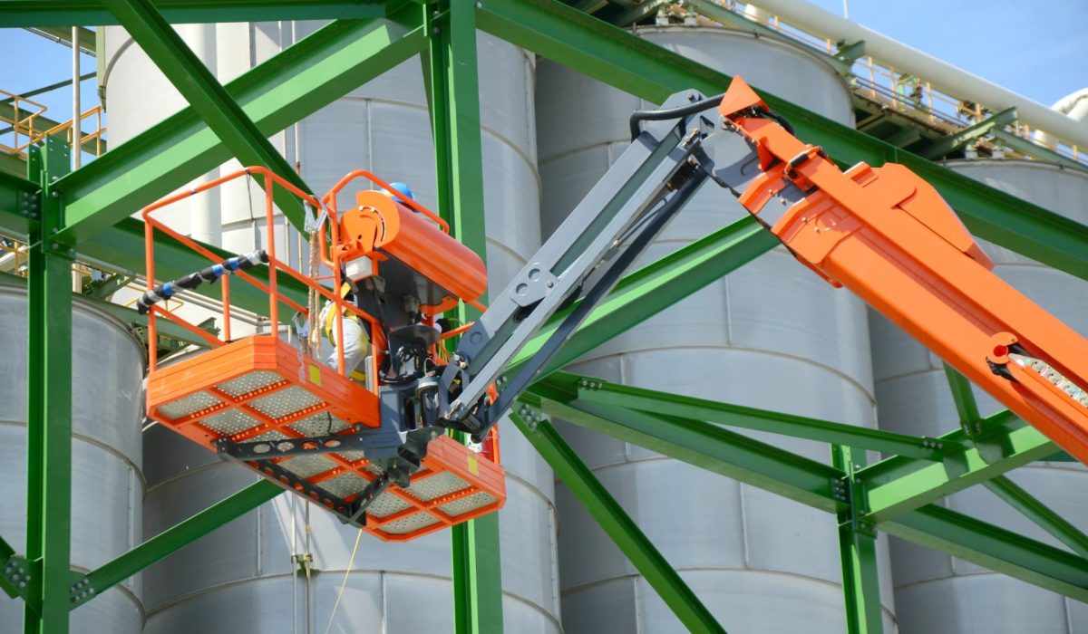 Articulated Boom Lift in Construction Site